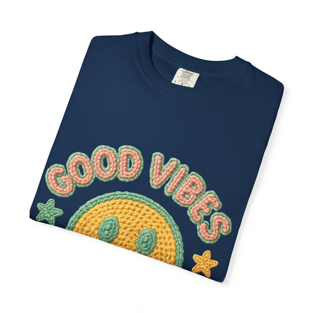 Good Vibes T-Shirt, Unisex Garment-Dyed Tee, Positive Vibe Shirt, Casual Wear, Gift for Friends, Summer Style