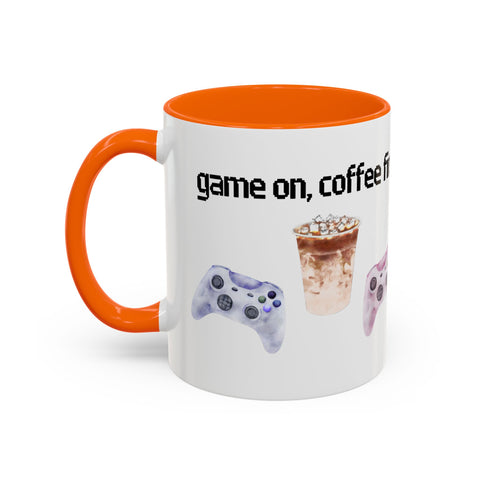 'Game On, Coffee First' Accent Coffee Mug