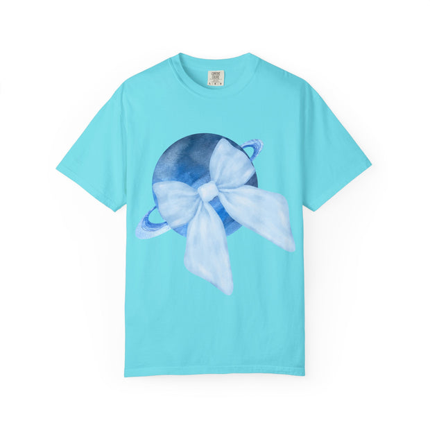 Blue Saturn Wrapped In Blue Bow Unisex T-Shirt
