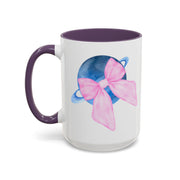 Blue Saturn Wrapped In A Pink Bow Accent Coffee Mug