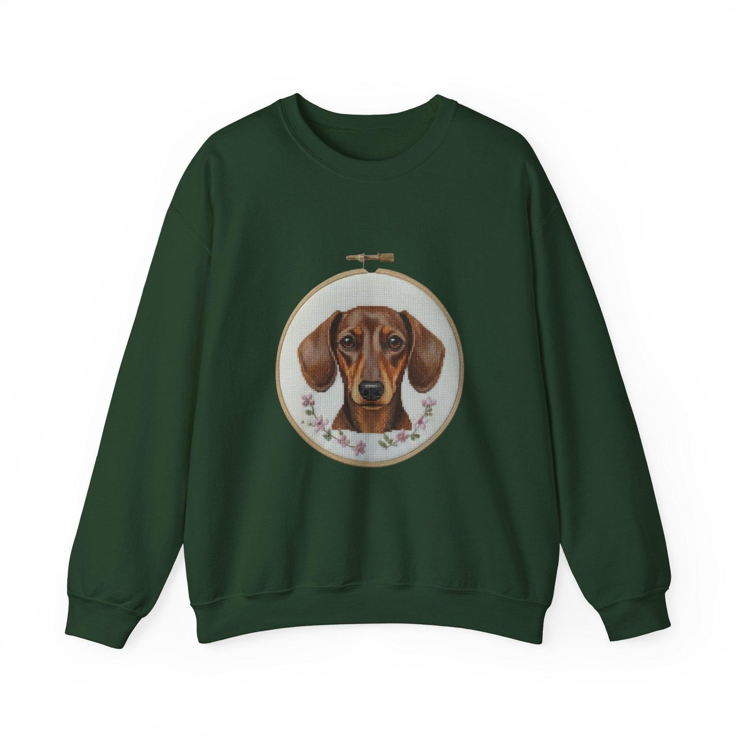 Dachshund Portrait Sweatshirt | Embroidery Hoop Dog Art, Cute Wiener Dog