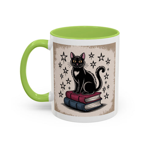Cat and Book Lover's Accent Coffee Mug