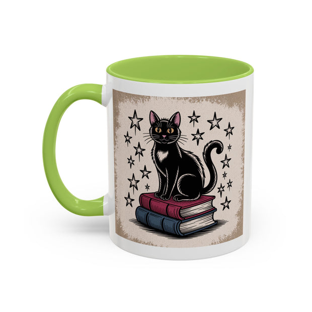 Cat and Book Lover's Accent Coffee Mug