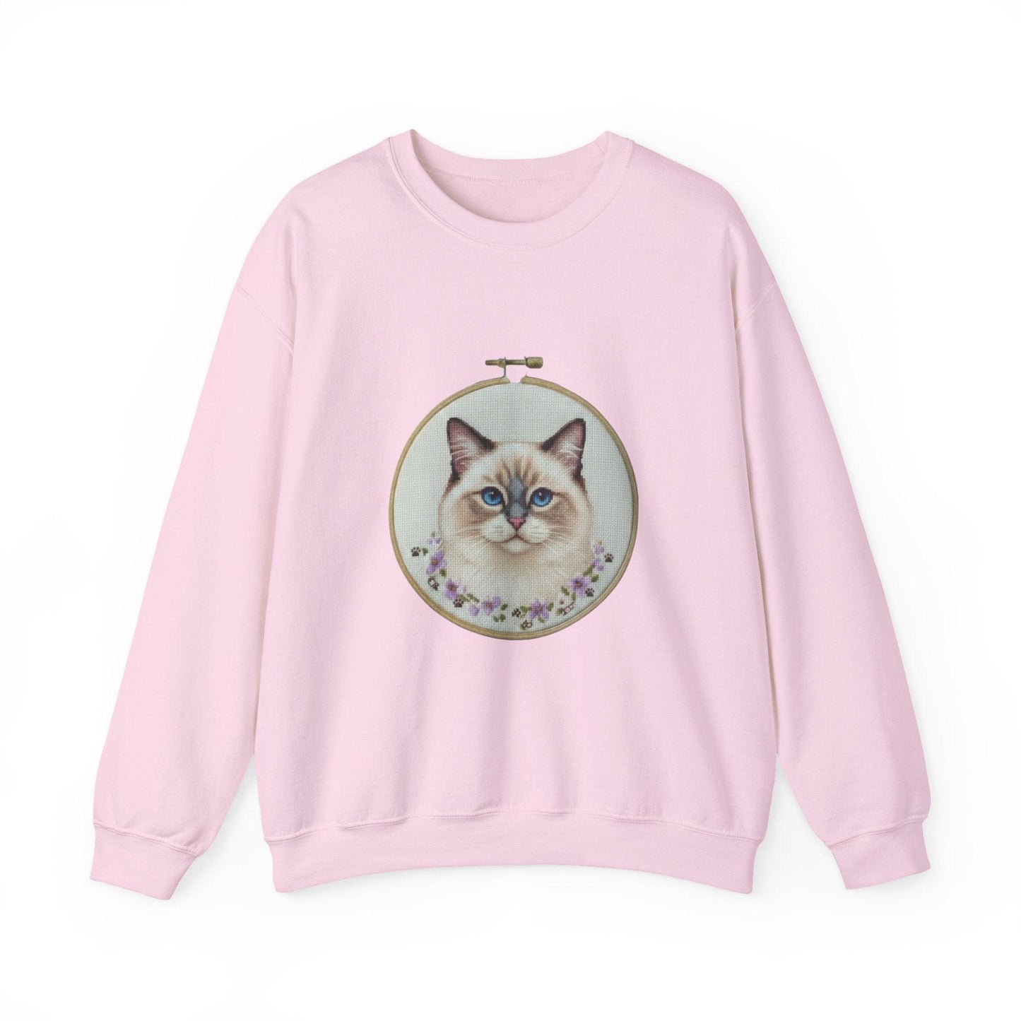 Ragdoll Cat Portrait Sweatshirt | Embroidery Hoop Floral Frame