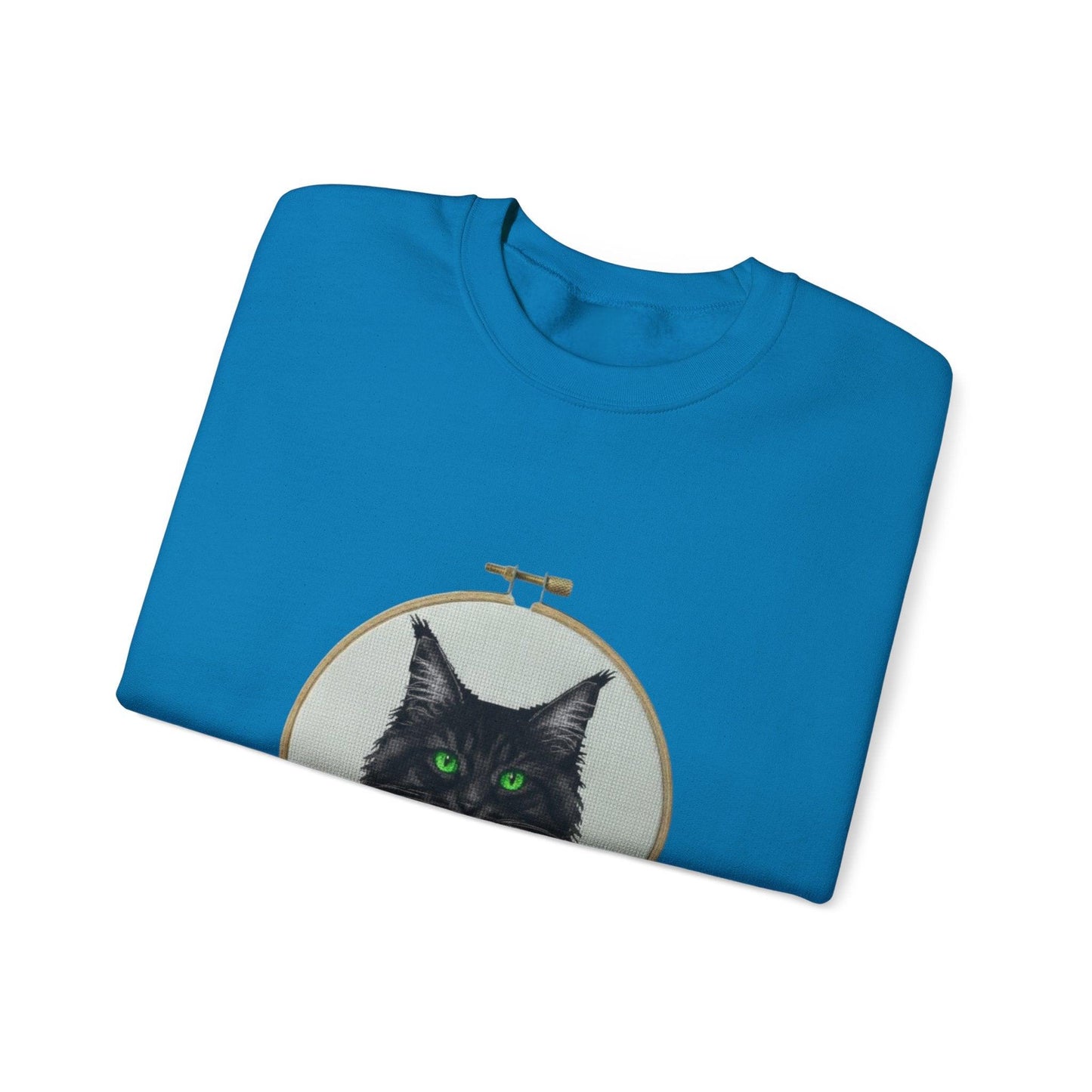 Black Cat Portrait Sweatshirt | Embroidery Hoop Floral Crewneck