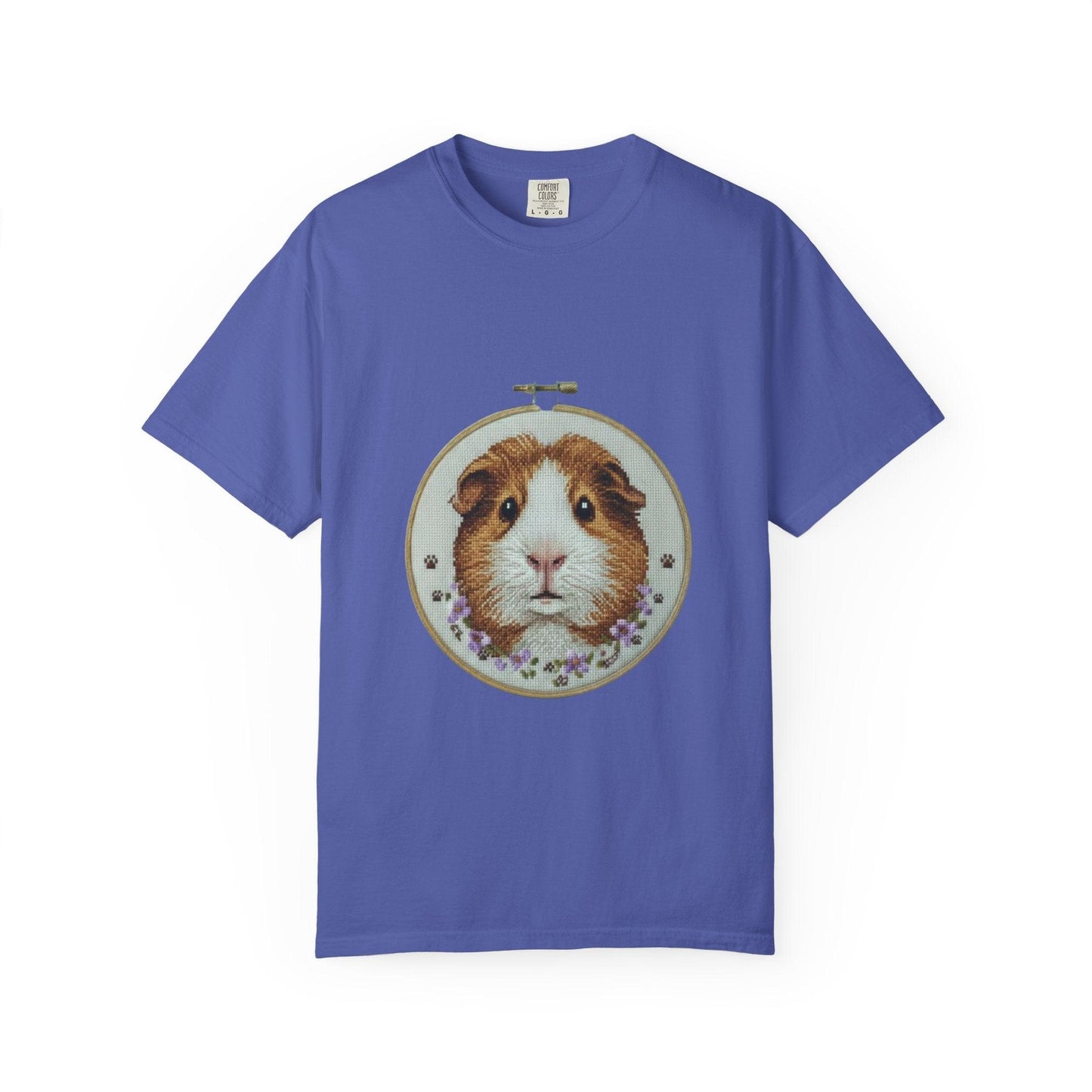 Guinea Pig Portrait T-shirt | Embroidery Hoop Style, Cute Pet Graphic