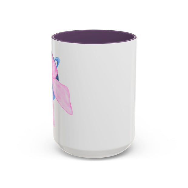 Blue Saturn Wrapped In A Pink Bow Accent Coffee Mug