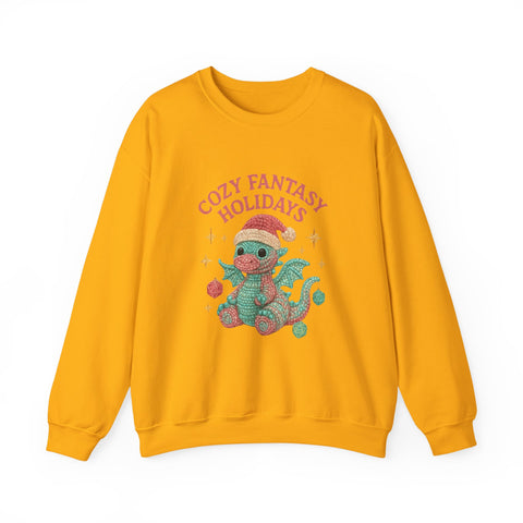 Cozy Fantasy Holidays Sweatshirt, Cute Dragon Gift, Unisex Holiday Apparel, Warm Crewneck Sweater, Casual Winter Outfit