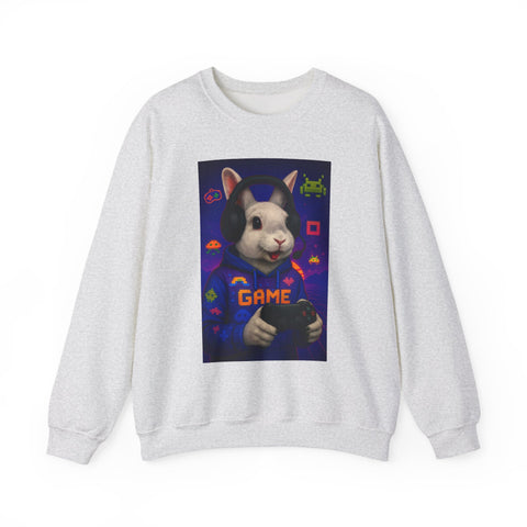 Gamer Bunny Crewneck Sweatshirt | Unisex Lightweight Sweater, Perfect for Gaming, Gifts for Gamers, Cute Animal Sweatshirt, Cozy Apparel
