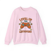Funny Gamer Sweatshirt, Level Up Leftovers Crewneck, Gifts for Gamers, Casual Wear, Thanksgiving Sweatshirt, Cute Holiday Apparel