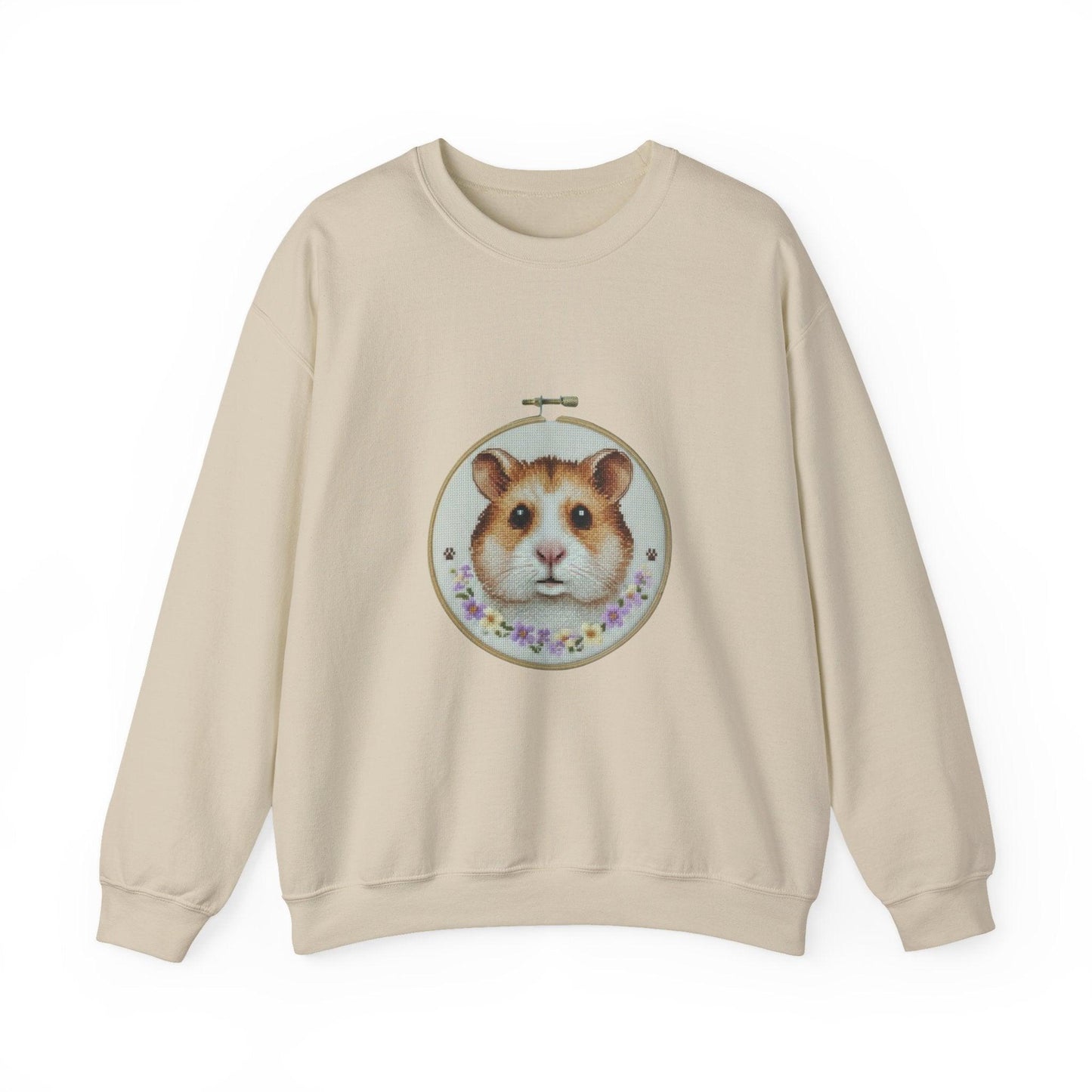 Hamster Portrait Sweatshirt | Embroidery Hoop Floral Frame