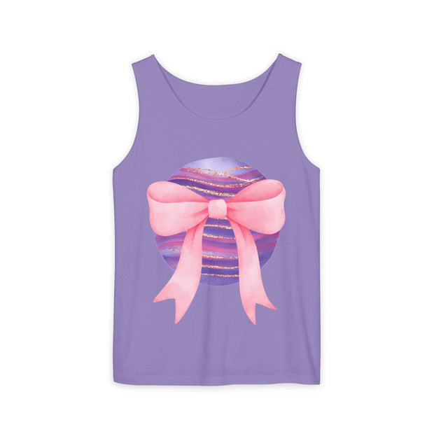 Pink/Purple Planet Wrapped In Bow Unisex Tank Top