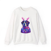 Saint Bernard with Reindeer Antlers sweatshirt | Holiday Dog Sweater Design