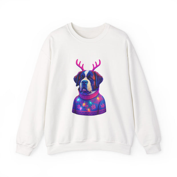 Saint Bernard with Reindeer Antlers sweatshirt | Holiday Dog Sweater Design