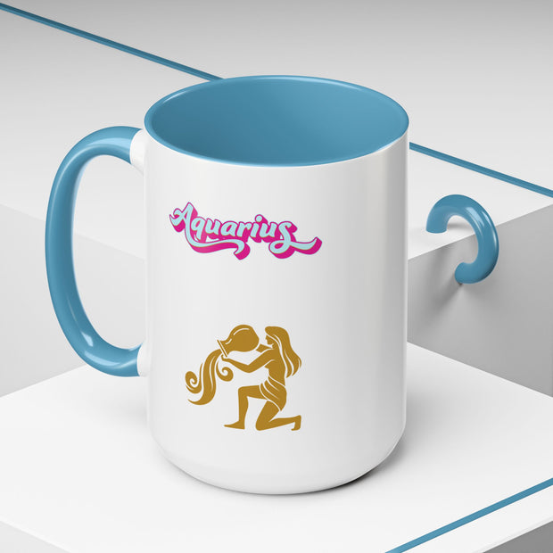 'Aquarius' Zodiac Accent Coffee Mug