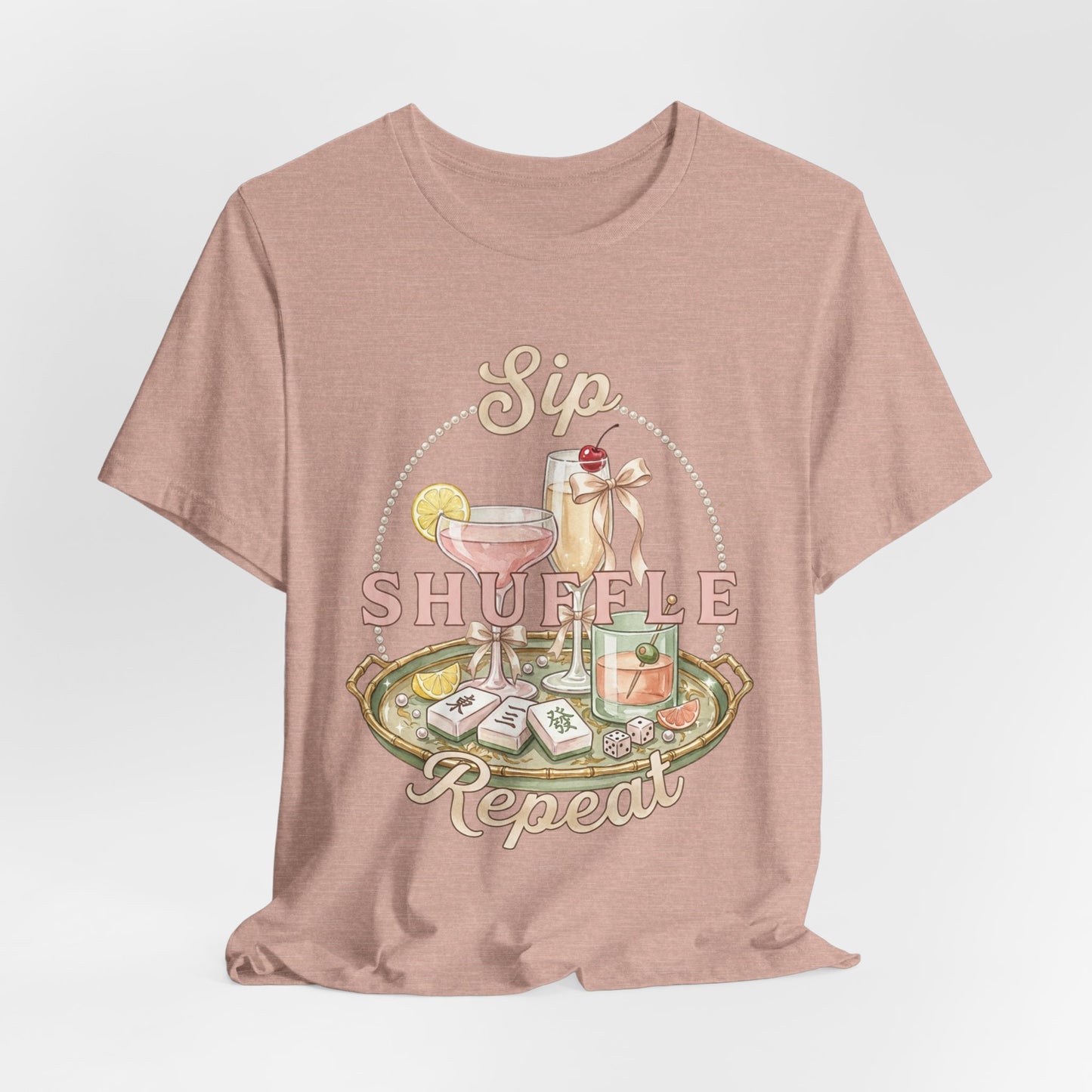 Sip Shuffle Repeat Shirt, Mahjong Social Club Tee, Pastel Girls Night Graphic Shirt, Mahjong Lover Gift