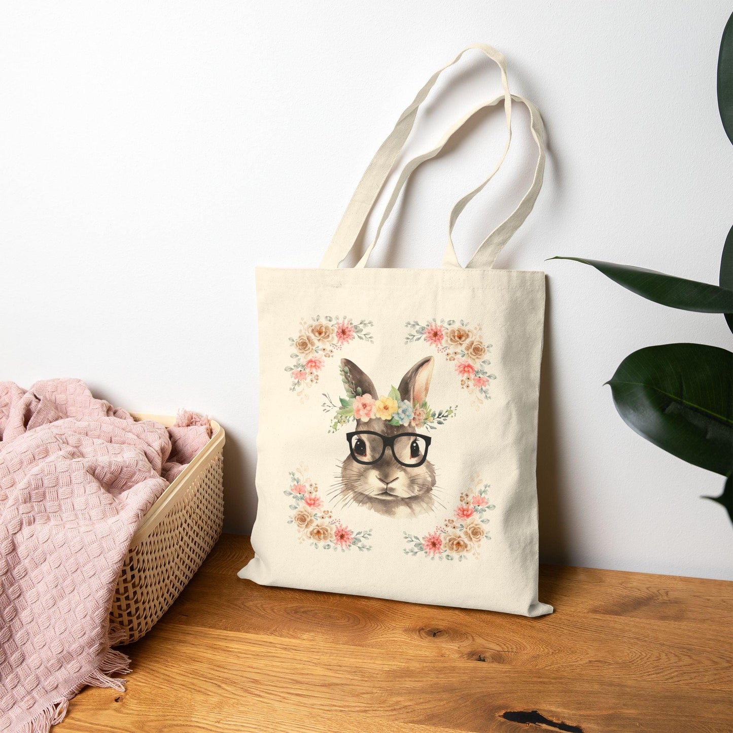Geeky Goddess Bunny Cotton Canvas Tote Bag