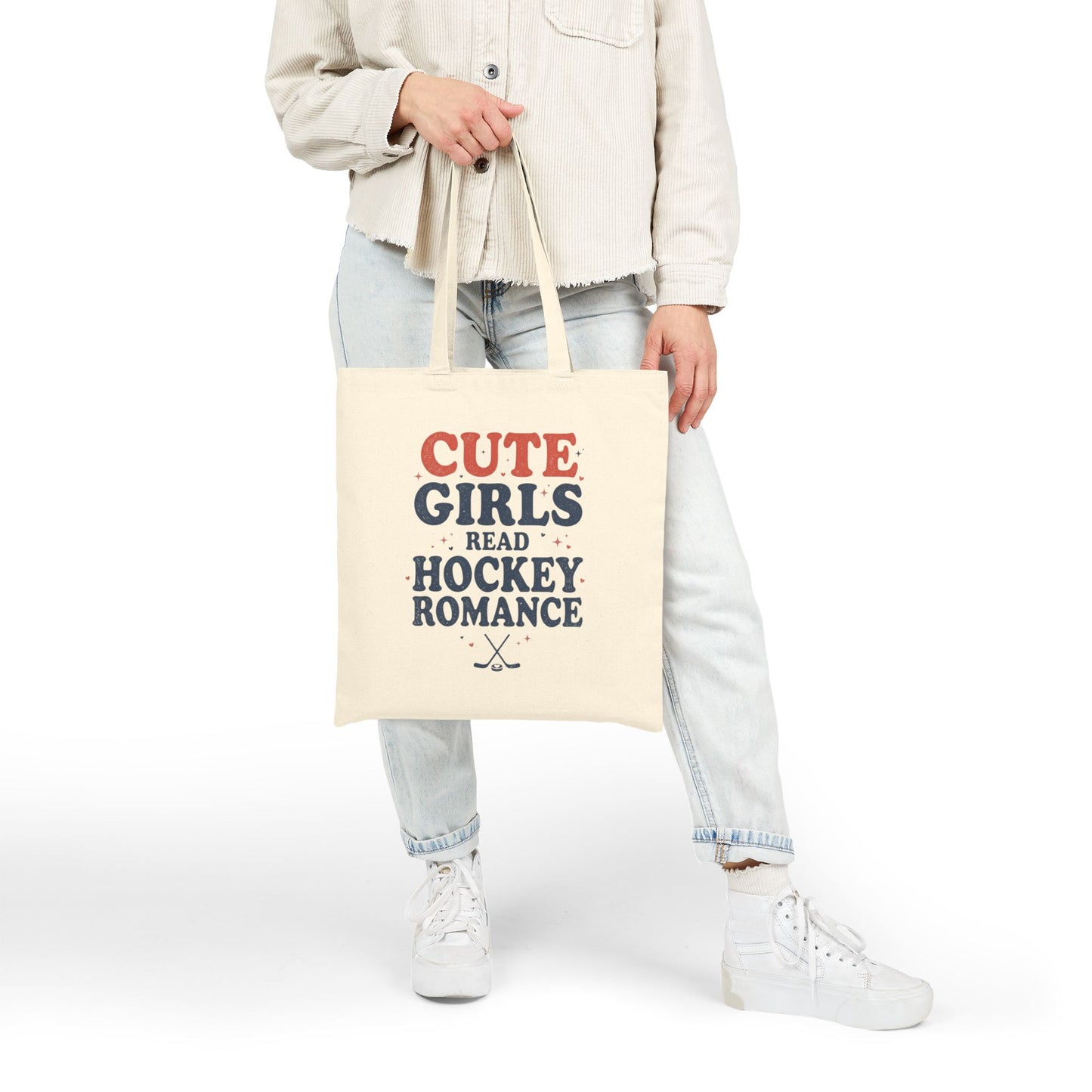 Cute Girls Read Hockey Romance Tote Bag, Hockey Romance Booktok Canvas Tote, Sports Romance Reader Gift Bag
