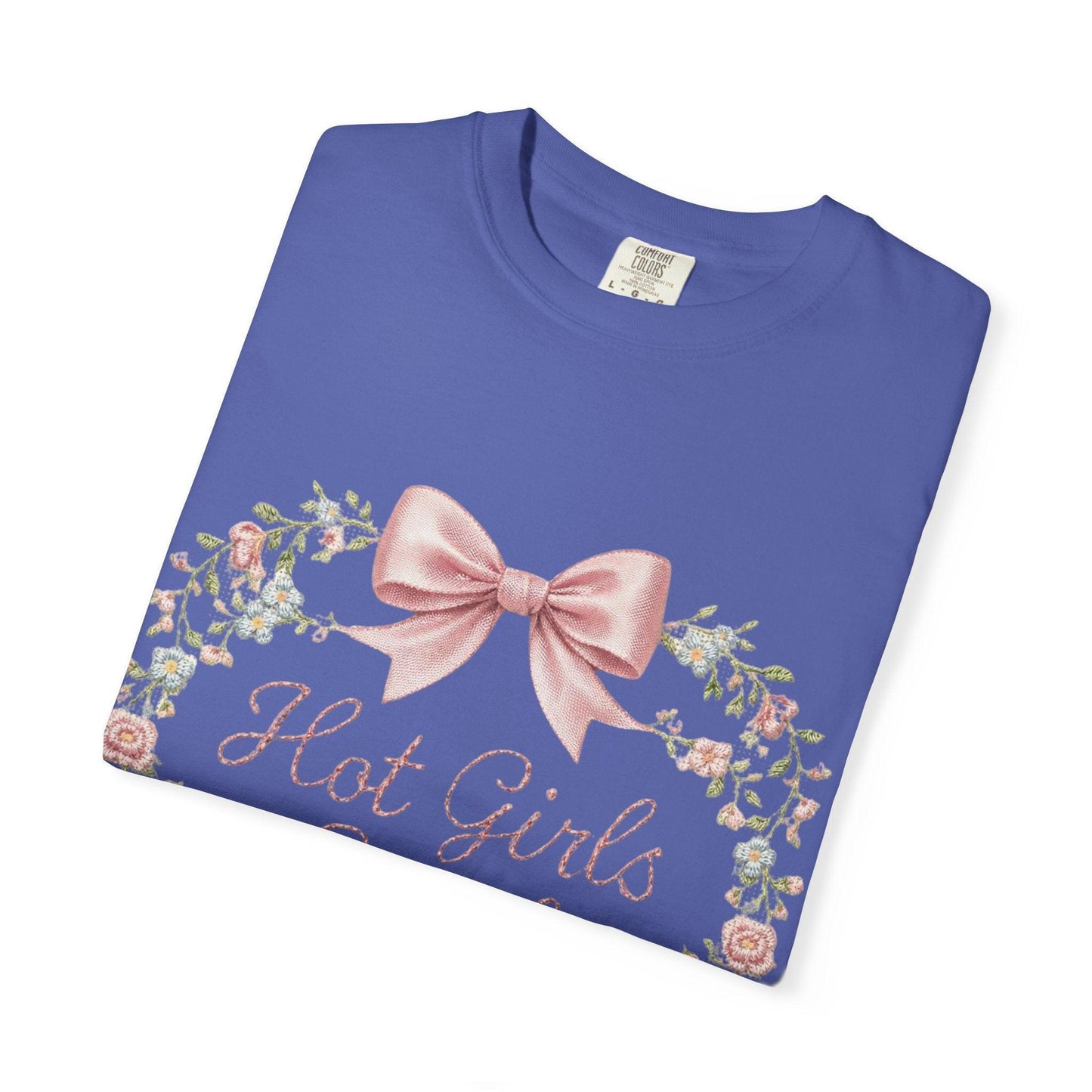 Floral Heart Wreath with Bow T-Shirt | Hot Girls Stitch