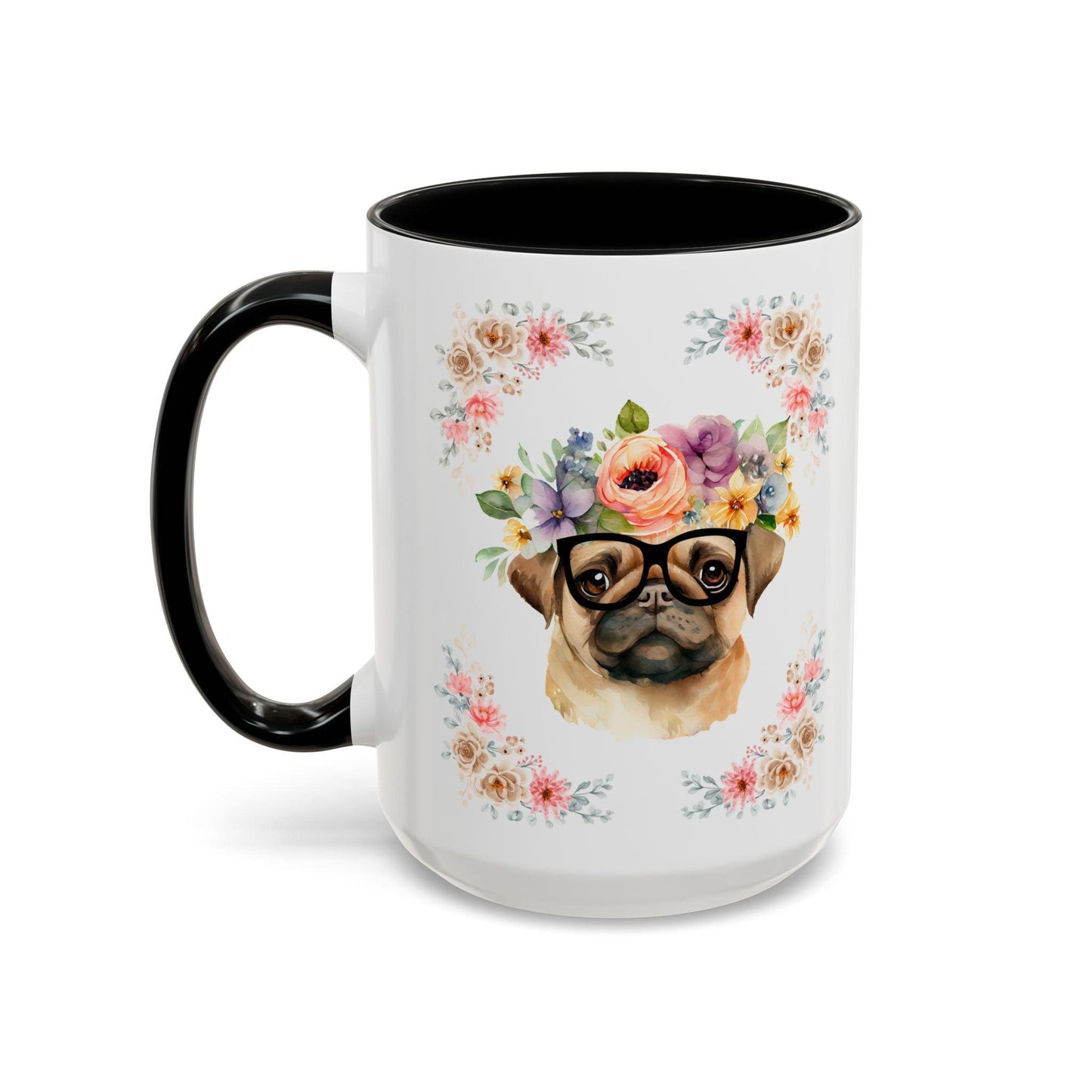 Geeky Goddess Pug Accent Coffee Mug