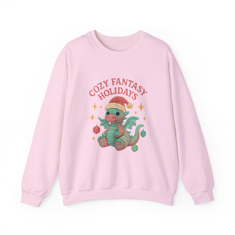 Cozy Fantasy Holidays Sweatshirt, Cute Dragon Gift, Unisex Holiday Apparel, Warm Crewneck Sweater, Casual Winter Outfit
