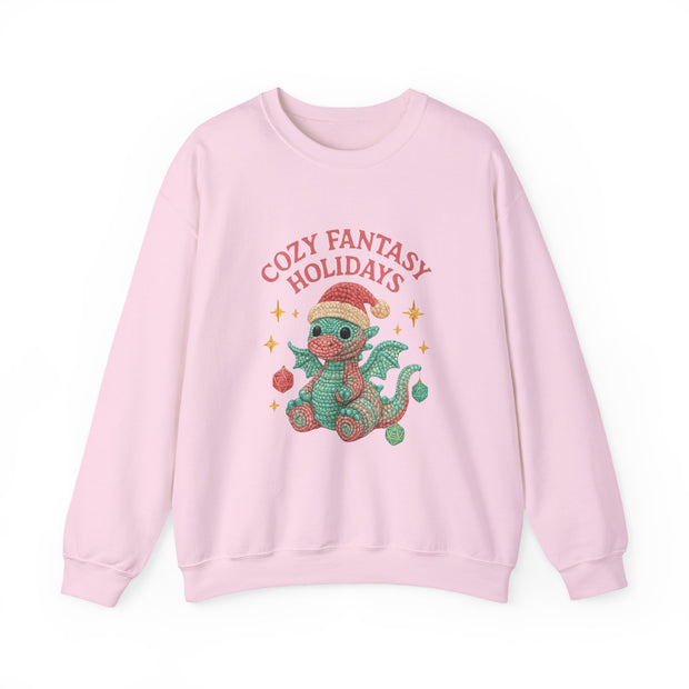 Cozy Fantasy Holidays Sweatshirt, Cute Dragon Gift, Unisex Holiday Apparel, Warm Crewneck Sweater, Casual Winter Outfit