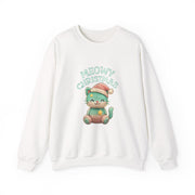 Meowy Christmas Sweatshirt, Cozy Cat Crewneck, Cat Lover Gift, Holiday Apparel, Winter Fashion