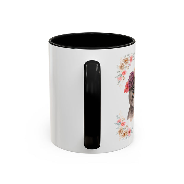 Geeky Goddess Dark Gray Cat Accent Coffee Mug