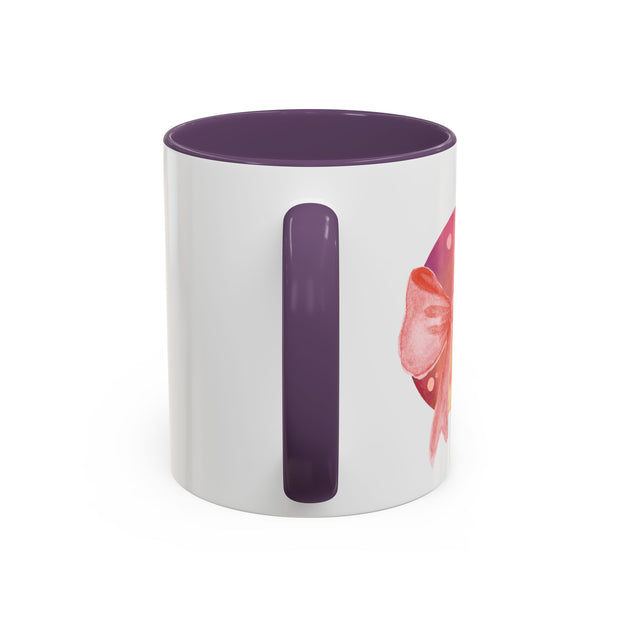 Pink/Yellow Planet Wrapped In A Bow Accent Coffee Mug