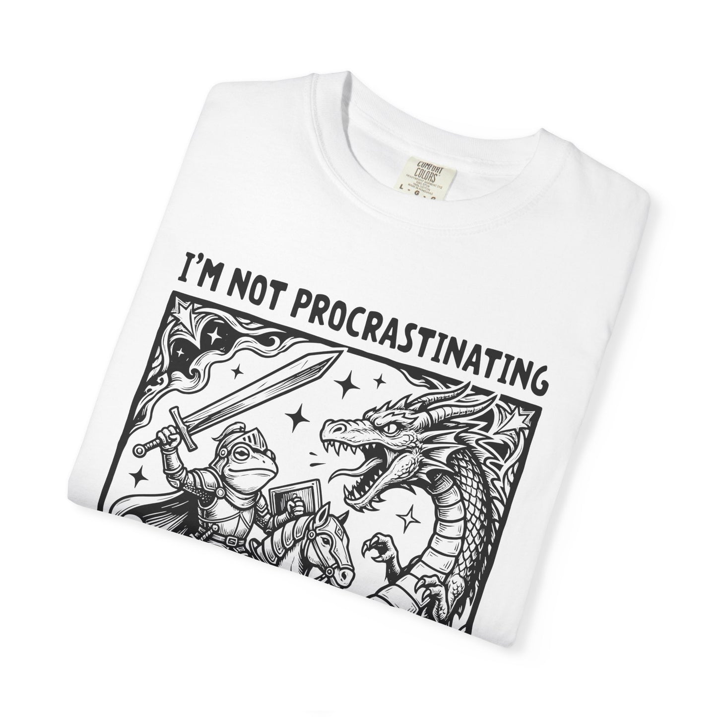I'm Not Procrastinating I'm Doing Side Quests T-Shirt, Funny Gamer Tee, RPG Knight vs Dragon Shirt, Fantasy Gaming Graphic T-Shirt, Nerd Gift
