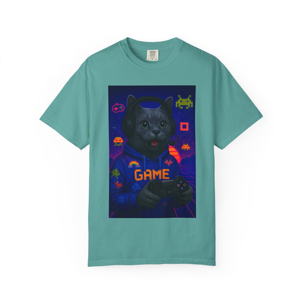 Game On Dark Gray Cat T-shirt