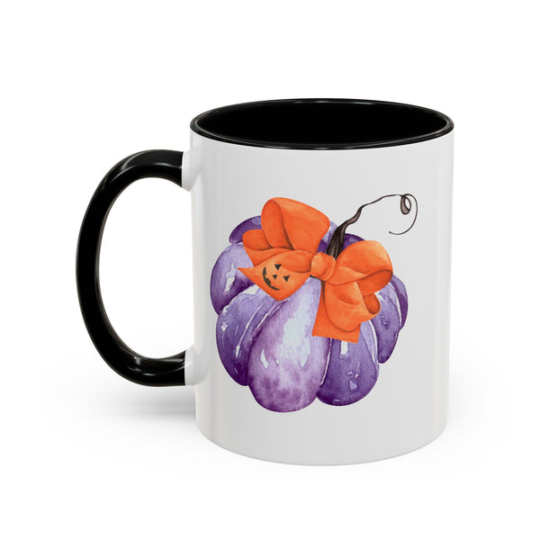 Purple Pumpkin Wrapped In A Bow Accent Coffee Mug