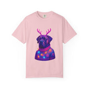Neon English Mastiff Dog with Antlers T-Shirt | Christmas Sweater Lights Design