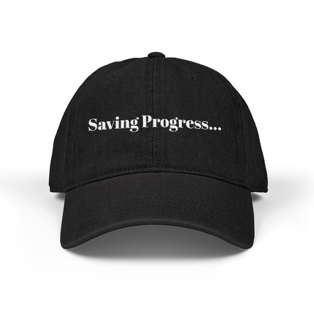'Saving Progress...' Denim Embroidered Cap