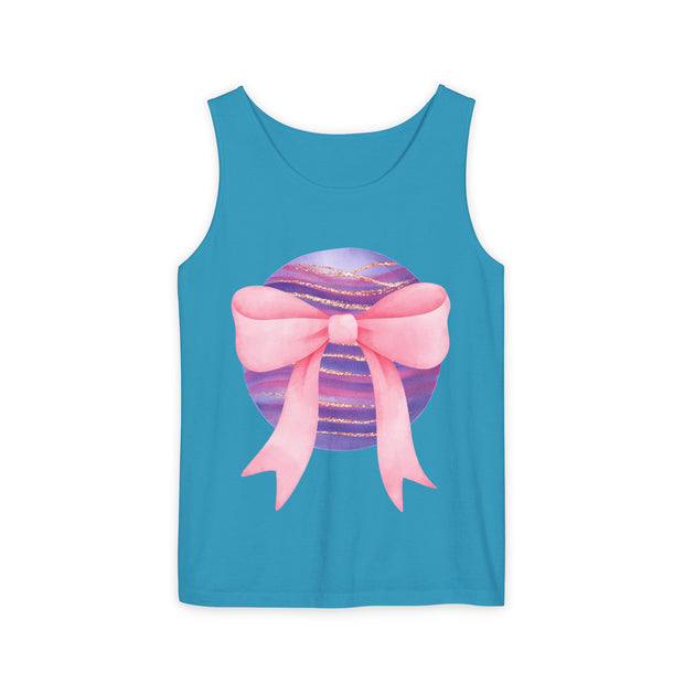 Pink/Purple Planet Wrapped In Bow Unisex Tank Top