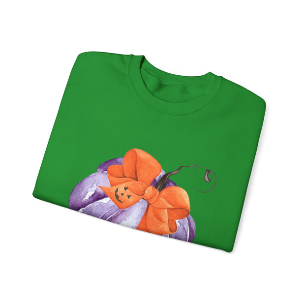 Purple Pumpkin Wrapped In A Bow Unisex Crewneck Sweatshirt