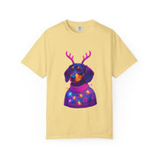 Dachshund in Reindeer Antlers T-Shirt | Christmas Sweater Lights Design