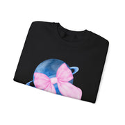 Blue Saturn Wrapped In A Pink Bow Unisex Crewneck Sweatshirt