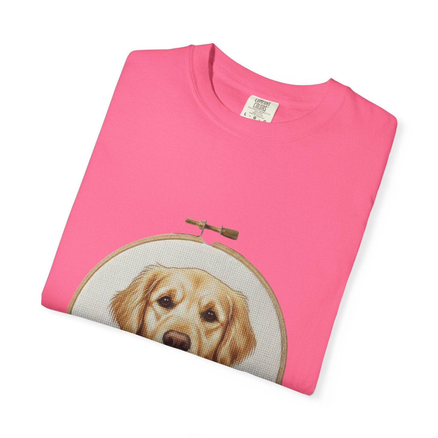 Golden Retriever Portrait T-Shirt | Embroidery Hoop Dog Art