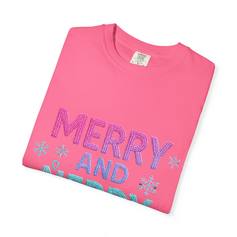 Merry and Nerdy T-Shirt, Unisex Gamer Tee, Holiday Gaming Shirt, Fun Christmas Apparel, Gift for Nerds, Cozy Casual Style