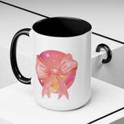 Pink/Yellow Planet Wrapped In A Bow Accent Coffee Mug