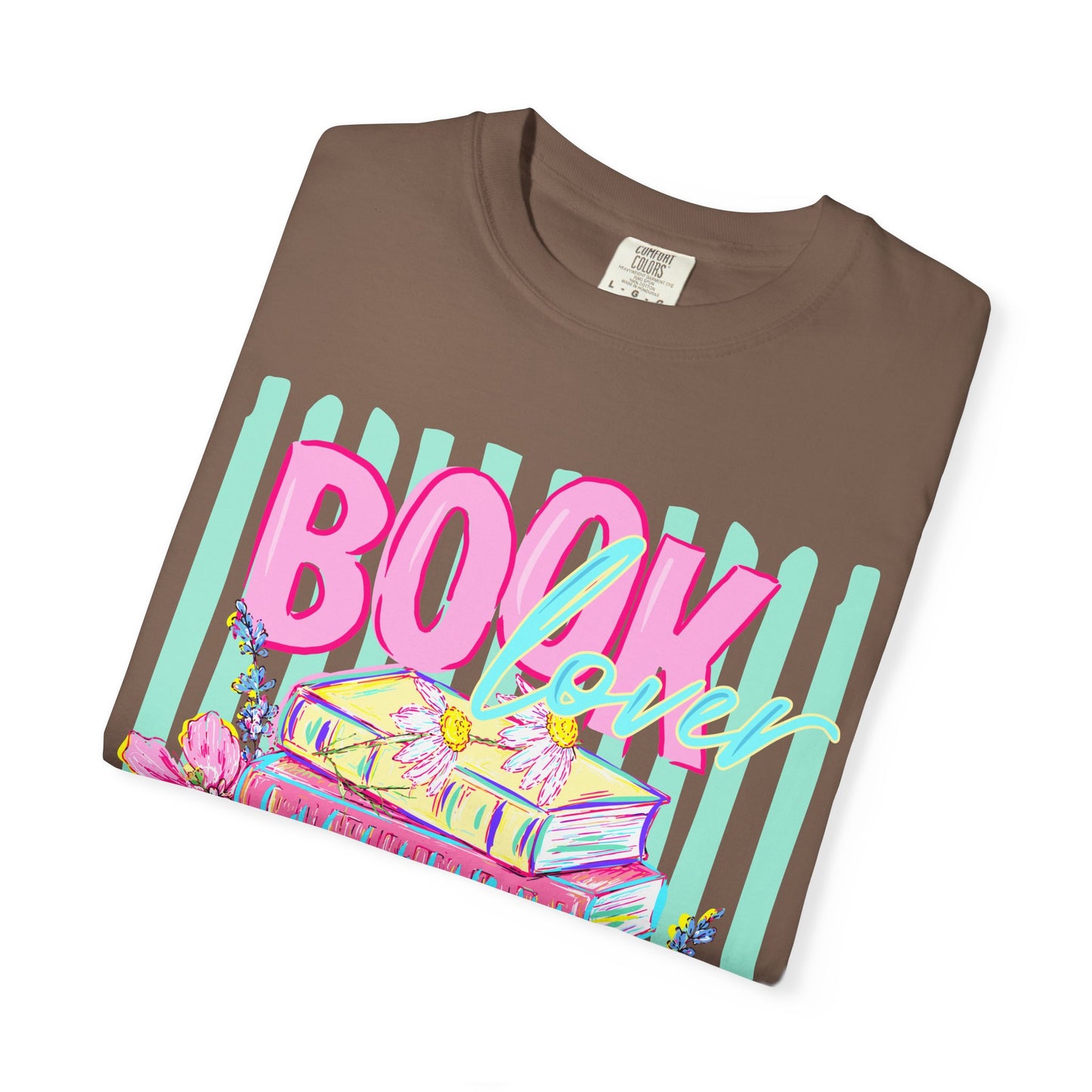 Book Lover Stack T-Shirt, Pastel Book Stack Floral Tee, Cozy Reader Shirt, Booktok Graphic T-Shirt, Cute Bookish Gift for Women