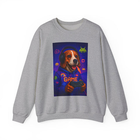 Game On Beagle Sweatshirt, Gamer Gift, Cute Pet Sweatshirt, Video Game Crewneck, Unique Dog Lover Apparel