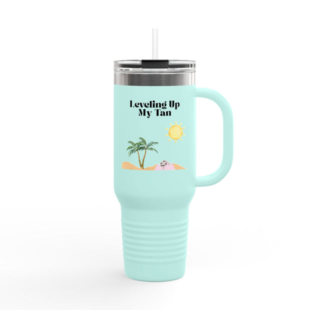 'Leveling Up My Tan' Insulated Travel Mug, 40oz