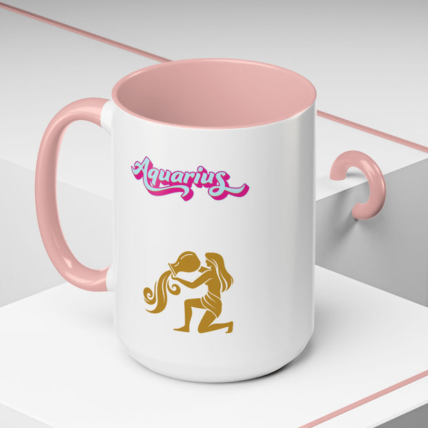 'Aquarius' Zodiac Accent Coffee Mug