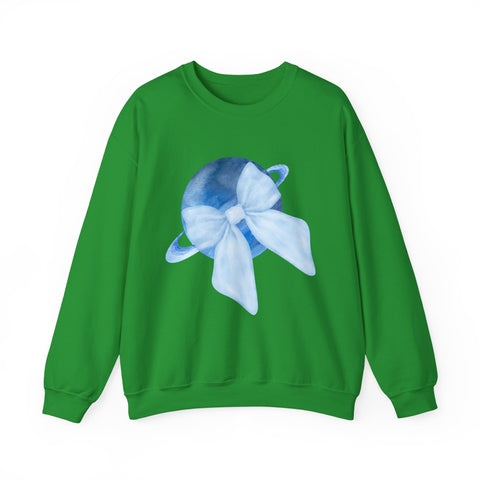 Blue Saturn Wrapped In A Blue Bow Unisex Crewneck Sweatshirt