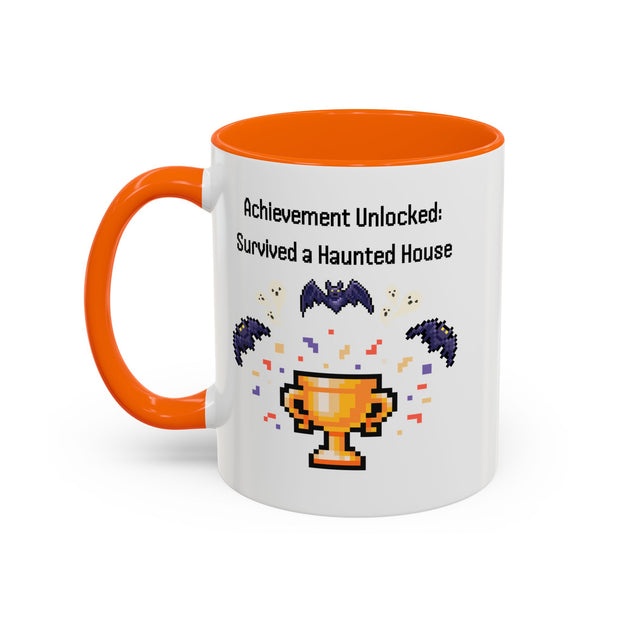 'Achievement Unlocked: Survived A Haunted House' Accent Coffee Mug