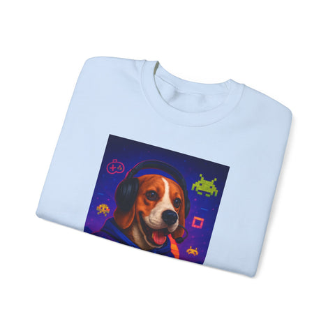 Game On Beagle Sweatshirt, Gamer Gift, Cute Pet Sweatshirt, Video Game Crewneck, Unique Dog Lover Apparel