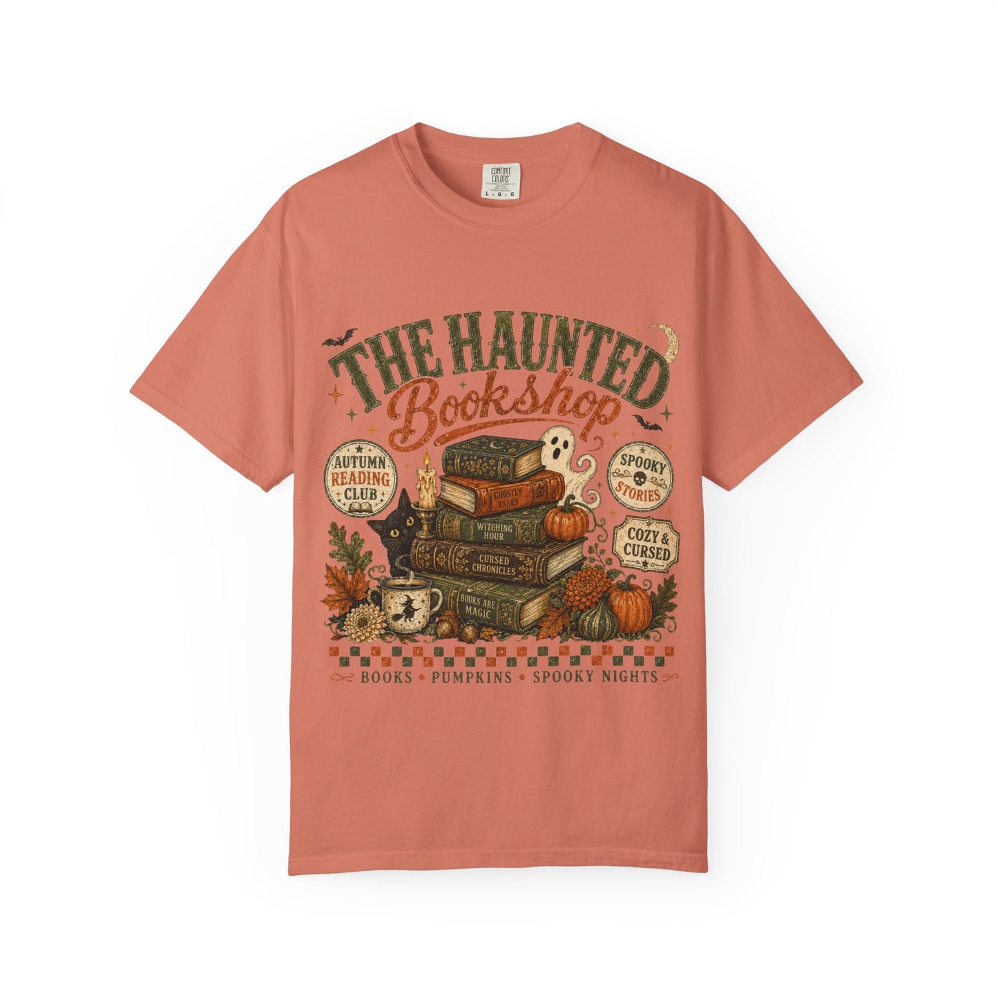 The Haunted Bookshop T-Shirt, Spooky Book Lover Shirt, Cozy Autumn Reading Tee, Halloween Bookstore Graphic, BookTok Reader Gift