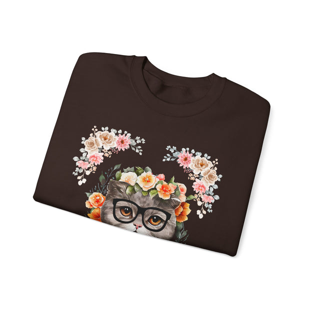 Geek Goddess Gray Cat Unisex Crewneck Sweatshirt